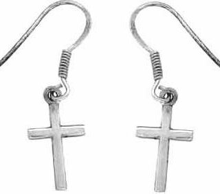 670690423337 Small Thin Cross With French Hooks (Earring)